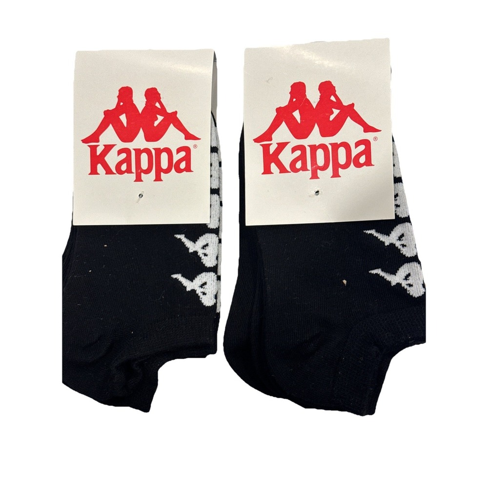 Kappa Authentic Assis‎ Socks Unisex OS Black White Logo Low Cut 3 Pack 37188HW